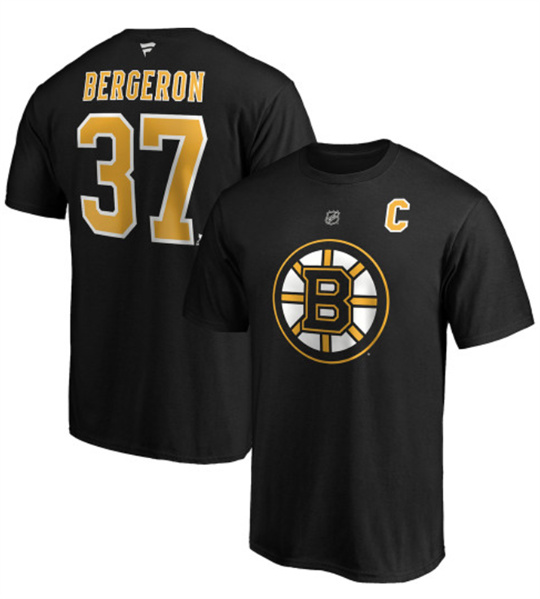 Men's Boston Bruins #37 Patrice Bergeron Black T-Shirt